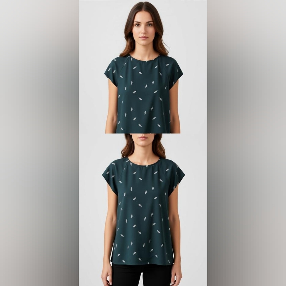 Marabelle Black and White Patterned Women's Top - size S